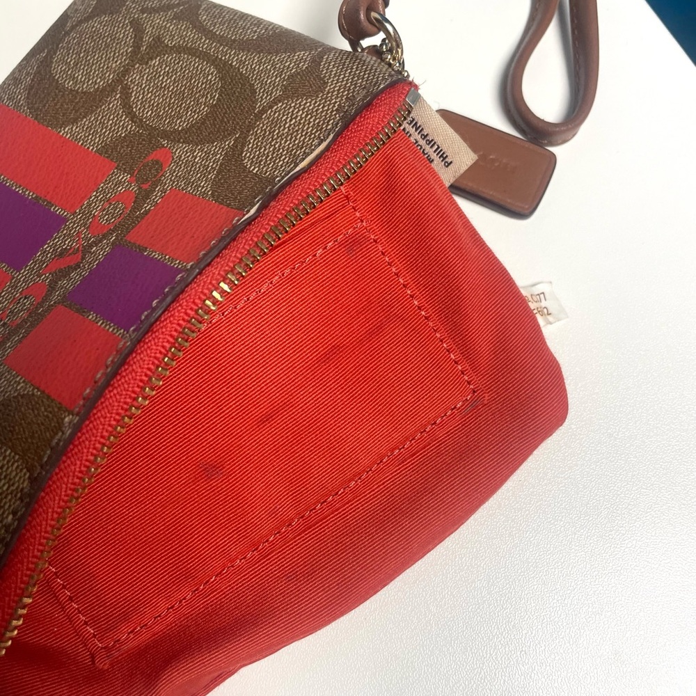 Coach Brown and Red Wristlet - Picture 11 of 14